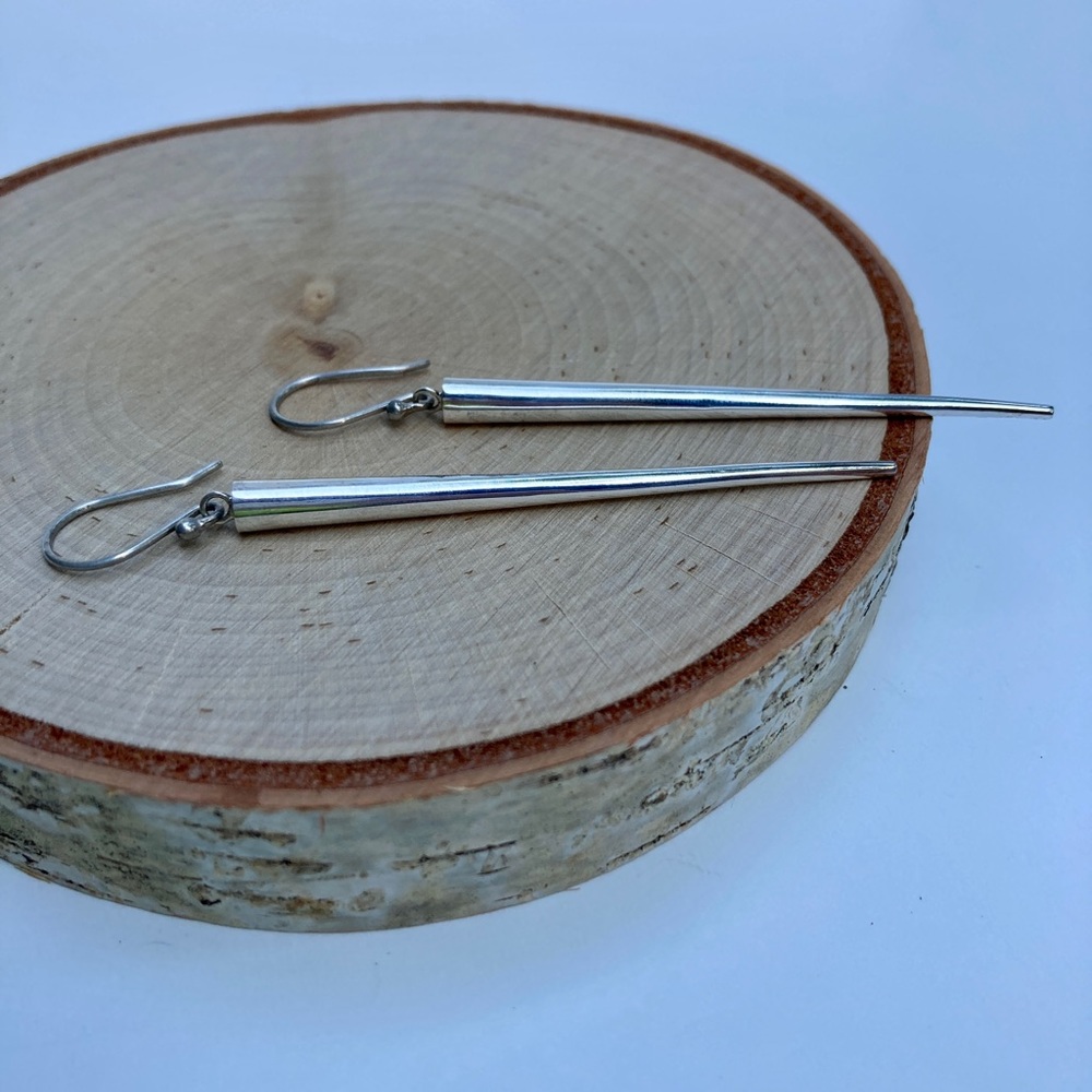 Sterling silver spike dangle earrings